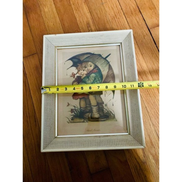 Vintage 1943 - Hummel - Framed - Print - April Showers 13"x10" Children Umbrella - Picture 4 of 6